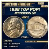 1938 Proof Jefferson Nickel TOP POP! 5c pr68+ SEGS