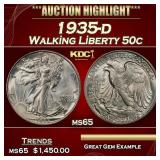 1935-d Walking Liberty Half Dollar 50c ms65 SEGS