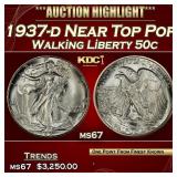 1937-d Walking Liberty Half Dollar Near Top Pop 50