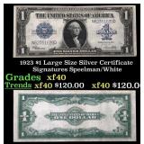 1923 $1 large size Silver Certificate Grades xf Si