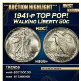 1941-p Walking Liberty Half Dollar TOP POP! 50c ms