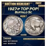 1927-p Buffalo Nickel TOP POP! 5c ms68 SEGS