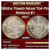 1902-s Morgan Dollar Toned Near Top Pop $1 ms66+ S