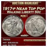1917-p Walking Liberty Half Dollar Near Top Pop 50