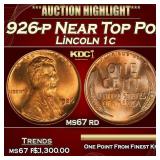 1926-p Lincoln Cent Near Top Pop! 1c ms67 rd SEGS
