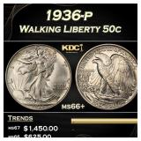 1936-p Walking Liberty Half Dollar 50c ms66+ SEGS