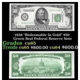 1928 $50 Green Seal Federal Reserve Note "Redeemab