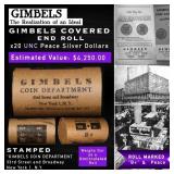 20 Coin GIMBLES Roll Unc Peace Dollar B+