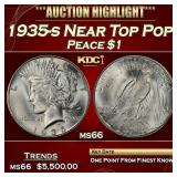 1935-s Peace Dollar Near Top Pop $1 ms66 SEGS