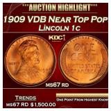 1909 VDB Lincoln Cent Near Top Pop! 1c ms67 rd SEG
