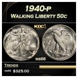 1940-p Walking Liberty Half Dollar 50c Grades GEM+
