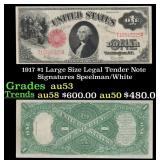 1917 $1 Large Size Legal Tender Note Grades Select