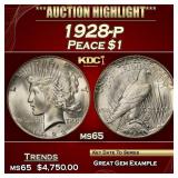1928-p Peace Dollar $1 ms65 SEGS