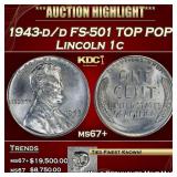 1943-d/d Lincoln Cent FS-501 TOP POP! 1c ms67+ SEG