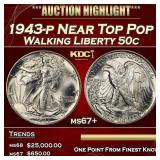 1943-p Walking Liberty Half Dollar Near Top Pop 50
