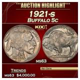 1921-s Buffalo Nickel 5c ms63 USCG