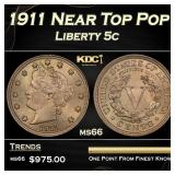 1911 Liberty Nickel Near Top Pop 5c ms66 SEGS
