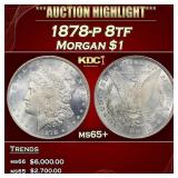 1878-p 8tf Morgan Dollar $1 ms65+ SEGS