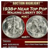 1938-p Walking Liberty Half Dollar Near Top Pop 50