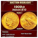 1909-d Gold Indian Eagle $10 ms64+ SEGS