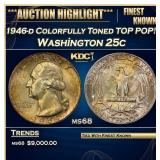 1946-d Washington Quarter Colorfully Toned TOP POP