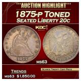 1875-p Twenty Cent Piece Toned 20c ms63 USCG