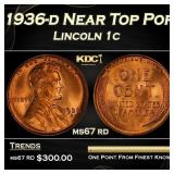 1936-d Lincoln Cent Near Top Pop 1c ms67 rd SEGS