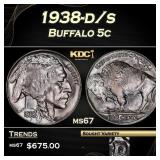 1938-d/s Buffalo Nickel 5c ms67 SEGS