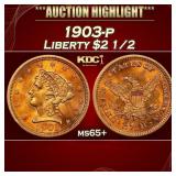 1903-p Gold Liberty Quarter Eagle $2 1/2 ms65+ SEG