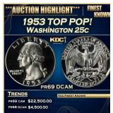 1953 Proof Washington Quarter TOP POP! 25c pr69 DC
