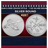 Gun & Rod (Duck) Style - 1 oz Silver Round Round