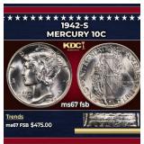 1942-s Mercury Dime 10c ms67 fsb SEGS