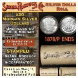 SEARS 20 Coin Morgan Silver Dollar $1 Roll Unc 187