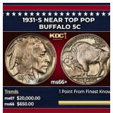 1931-s Buffalo Nickel Near Top Pop 5c ms66+ SEGS