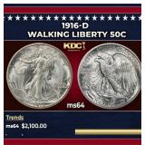 1916-d Walking Liberty Half Dollar 50c ms64 SEGS