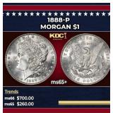 1888-p Morgan Dollar $1 Grades ms65+