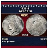 1925-s Peace Dollar $1 Grades ms63