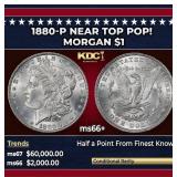 1880-p Morgan Dollar Near Top Pop! $1 ms66+ SEGS