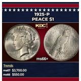 1925-p Peace Dollar $1 ms66+ SEGS