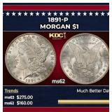 1891-p Morgan Dollar $1 Grades ms62