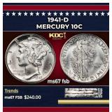 1941-d Mercury Dime 10c ms67 fsb SEGS