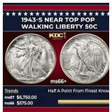 1943-s Walking Liberty Half Dollar Near Top Pop 50