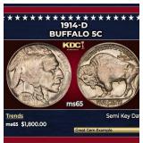 1914-d Buffalo Nickel 5c ms65 SEGS