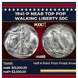 1941-p Walking Liberty Half Dollar Near Top Pop 50