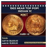 1903 Indian Cent Near Top Pop! 1c ms66+ rd SEGS