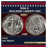 1936-s Walking Liberty Half Dollar 50c Grades ms65