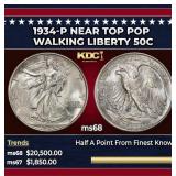 1934-p Walking Liberty Half Dollar Near Top Pop 50
