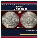 1903-p Morgan Dollar $1 Grades ms63+