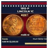 1915-p Lincoln Cent 1c ms66 rd SEGS