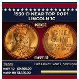 1930-d Lincoln Cent Near Top Pop! 1c ms67 rd SEGS